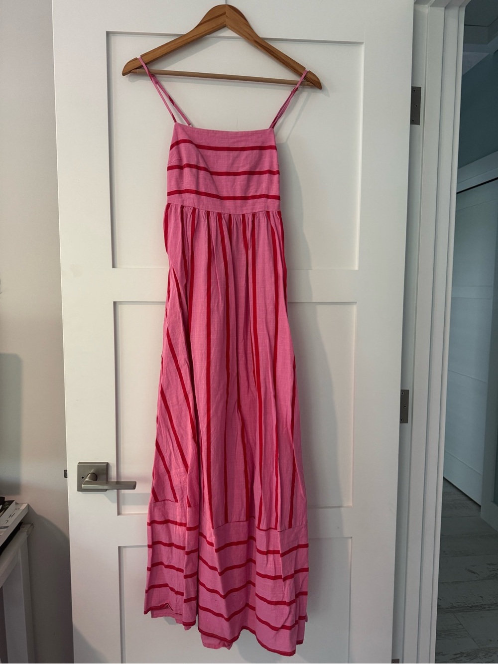 Petal & Pup Pink Striped Spaghetti‑Strap Midi Dress